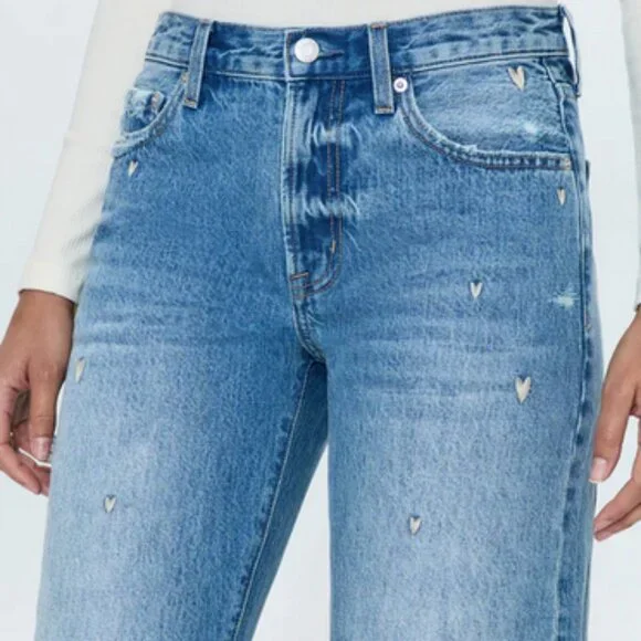 Pistola Denim Lexi Mid Rise Bowed Straight Jean - Confetti Vintage Size 29 - Picture 2 of 8